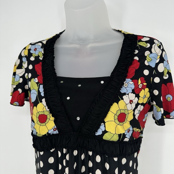 Vintage Limited Too‎ Y2K Girls Dress Size 18 Floral Polka Dot Ruffle Sleeve Mini - Picture 3 of 7